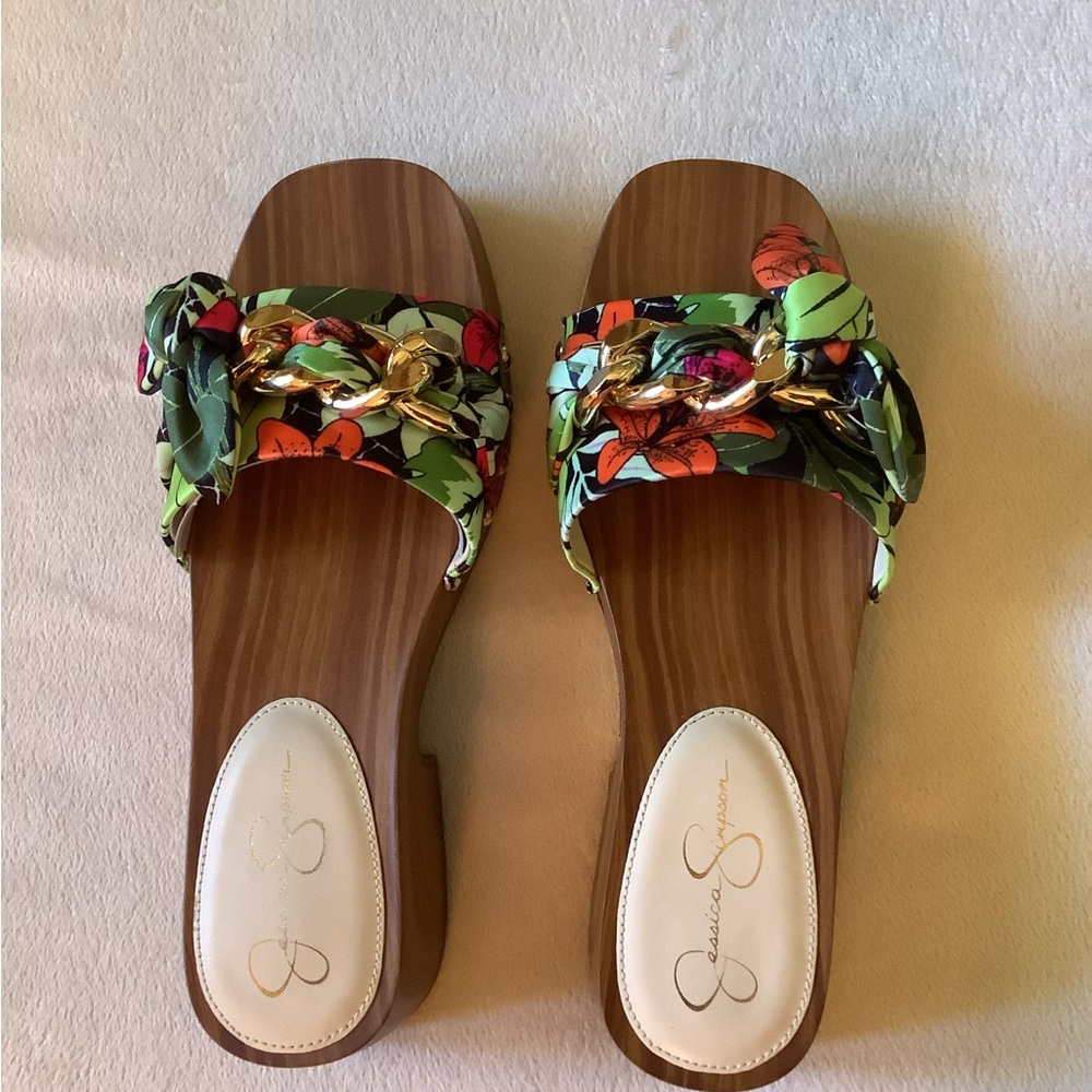 Jessica Simpson Resima Wood Platform Sandals Women’s Size 7.5